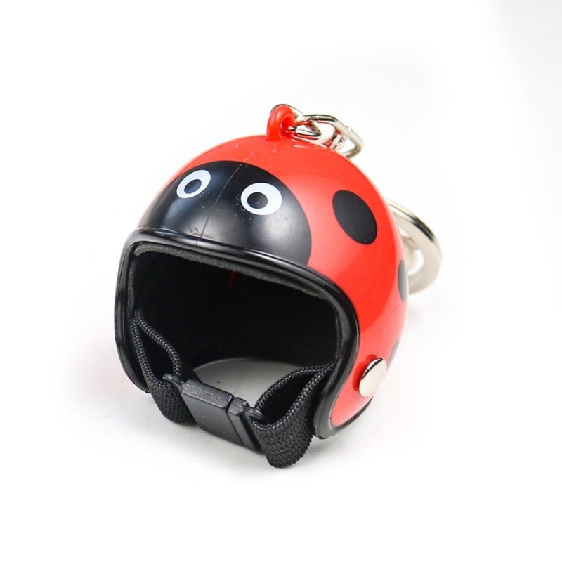 llaveroLlavero con casco de moto - llama - mariquita - rayas amarillas