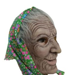 MáscaraMáscara facial completa de Halloween - abuelita encapuchada aterradora