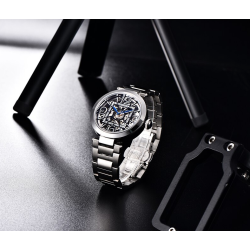 RelojesBENYAR - reloj mecánico automático - diseño hueco - acero inoxidable - blanco