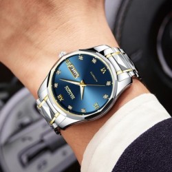 RelojesHAIQIN - reloj automático mecánico - acero inoxidable - oro / azul