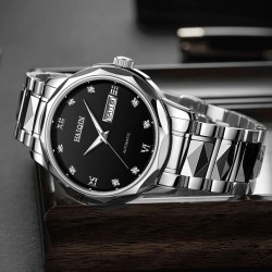 HAIQIN - mechanical automatic watch - stainless steel - silver / blackWatches