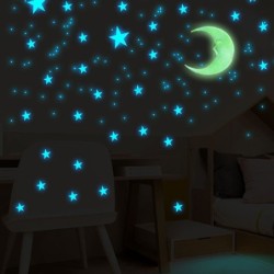 Pegatinas de paredPegatinas luminosas para pared/techo - decoración dormitorio infantil - luna / estrellas - 111 piezas