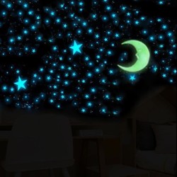 Pegatinas de paredPegatinas luminosas para pared/techo - decoración dormitorio infantil - luna / estrellas - 111 piezas