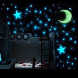 Pegatinas de paredPegatinas luminosas para pared/techo - decoración dormitorio infantil - luna / estrellas - 111 piezas