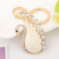 Beige crystal swan - keychainKeyrings