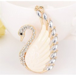 Beige crystal swan - keychainKeyrings