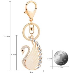 Beige crystal swan - keychainKeyrings