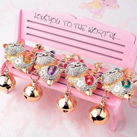 Crystal Japanese lucky cat - keychainKeyrings