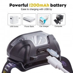 LinternasMini linterna recargable - lámpara de diadema - sensor de movimiento - USB - LED - 3000LM