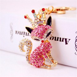 Crystal fox with crown - keychainKeyrings