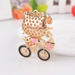 Crystal kitten on a bicycle - keychainKeyrings