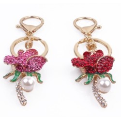 Crystal rose with pearl - keychainKeyrings