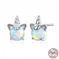 Unicorn & opal - stud earrings - 925 sterling silverEarrings