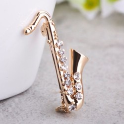 BrochesSaxofón de cristal dorado - broche
