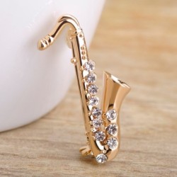 BrochesSaxofón de cristal dorado - broche