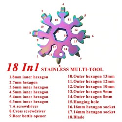 BarMultiherramienta 18 en 1 - abrebotellas / destornillador de acero inoxidable - copo de nieve