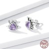 AretesPendientes en forma de cangrejo - circón morado - plata de ley 925