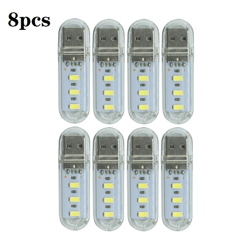 Luces & IluminaciónTira de luz USB - mini lámpara LED - iluminación de emergencia - 8 piezas