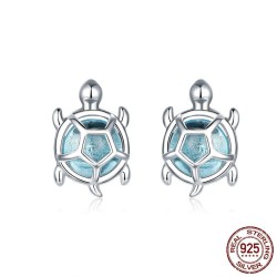 Turtle with blue glass - earrings - 925 sterling silverEarrings