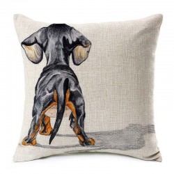 Decorative cushion cover - with dogs pattern - linen - 45 * 45cmCushion covers