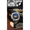 RelojesCHENXI - reloj mecánico automático de cuarzo - resistente al agua - diseño de esqueleto - plateado / negro