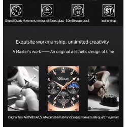 CHENXI - sports Quartz watch - waterproof - leather strap - brown / whiteWatches