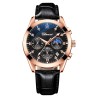 RelojesCHENXI - reloj deportivo de cuarzo - resistente al agua - correa de cuero - negro / oro rosa