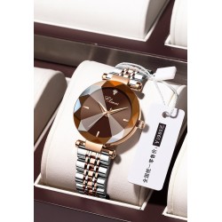 RelojesCHENXI - reloj de cuarzo de lujo - oro rosa - acero inoxidable - resistente al agua - marrón