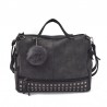 BolsasBolso vintage de piel nubuck con remaches / pompón de pelo