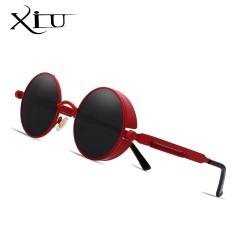 Gafas de solGafas de sol redondas góticas/steampunk - lente roja - montura de metal - UV 400 - unisex