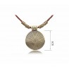CollarCollar vintage - colgante redondo de metal - cuerda de cuero