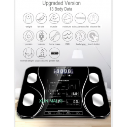 BalanzasBáscula electrónica inteligente - índice corporal 13 - grasa corporal - IMC - pantalla LCD