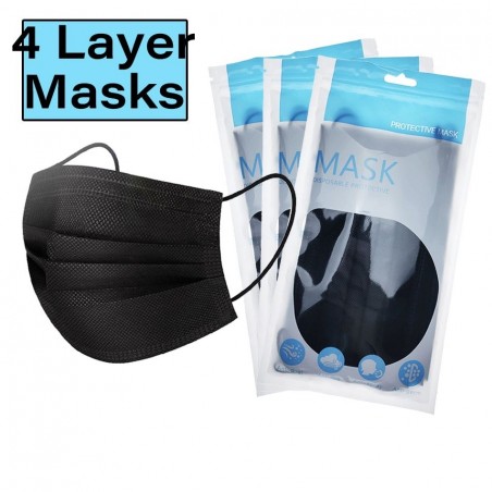 Mascarillas bucalesMascarillas protectoras faciales / bucales - desechables - 4 capas - negro - 50 piezas