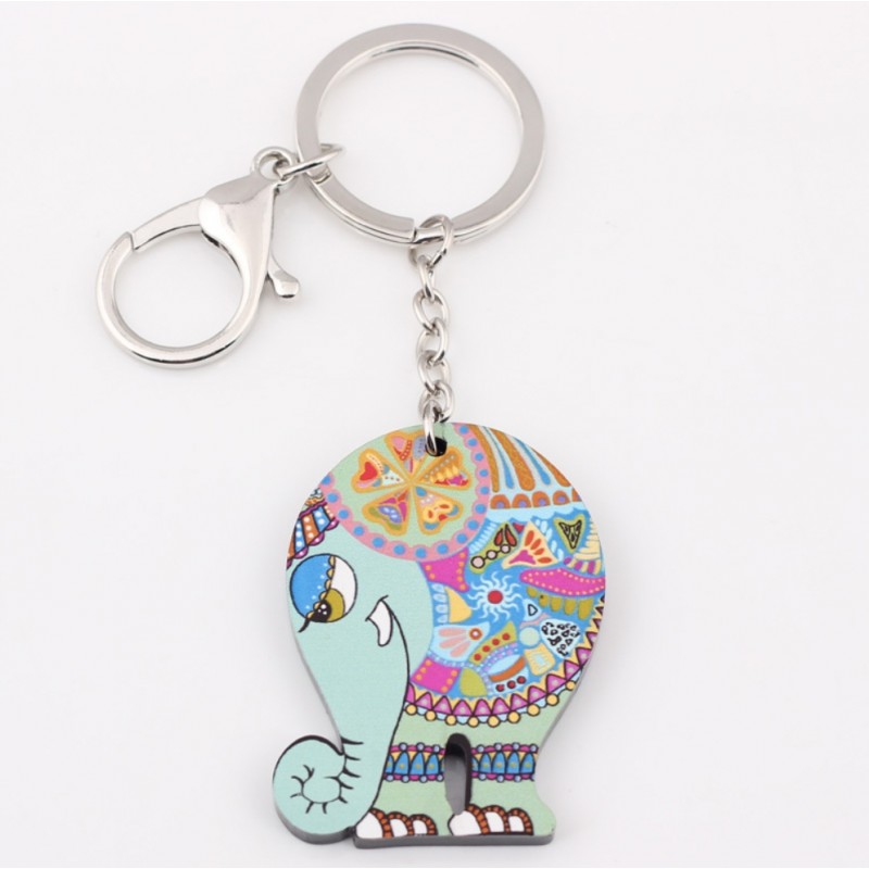 Colorful acrylic elephant - keychainKeyrings