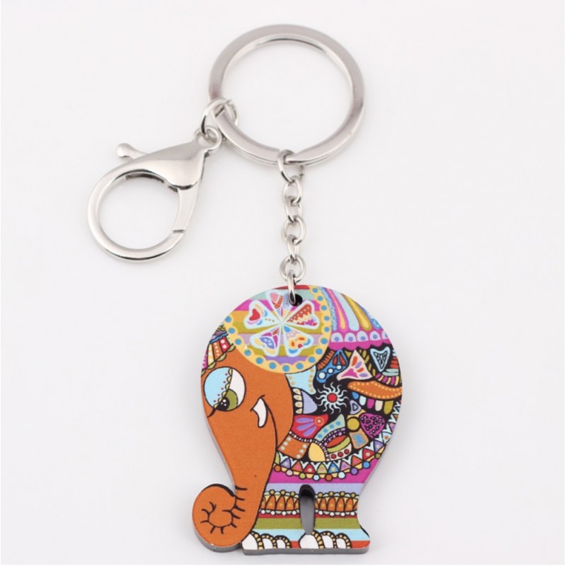 Colorful acrylic elephant - keychainKeyrings