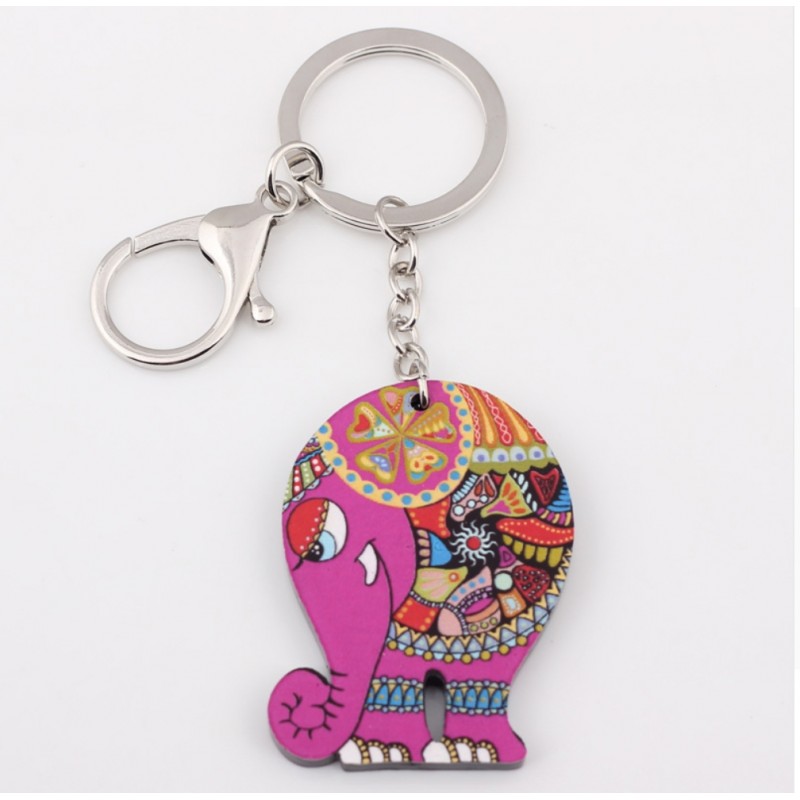 Colorful acrylic elephant - keychainKeyrings