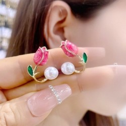 Tulip / pearl - stud earringsEarrings