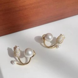 AretesTulipán / perla - pendientes de botón