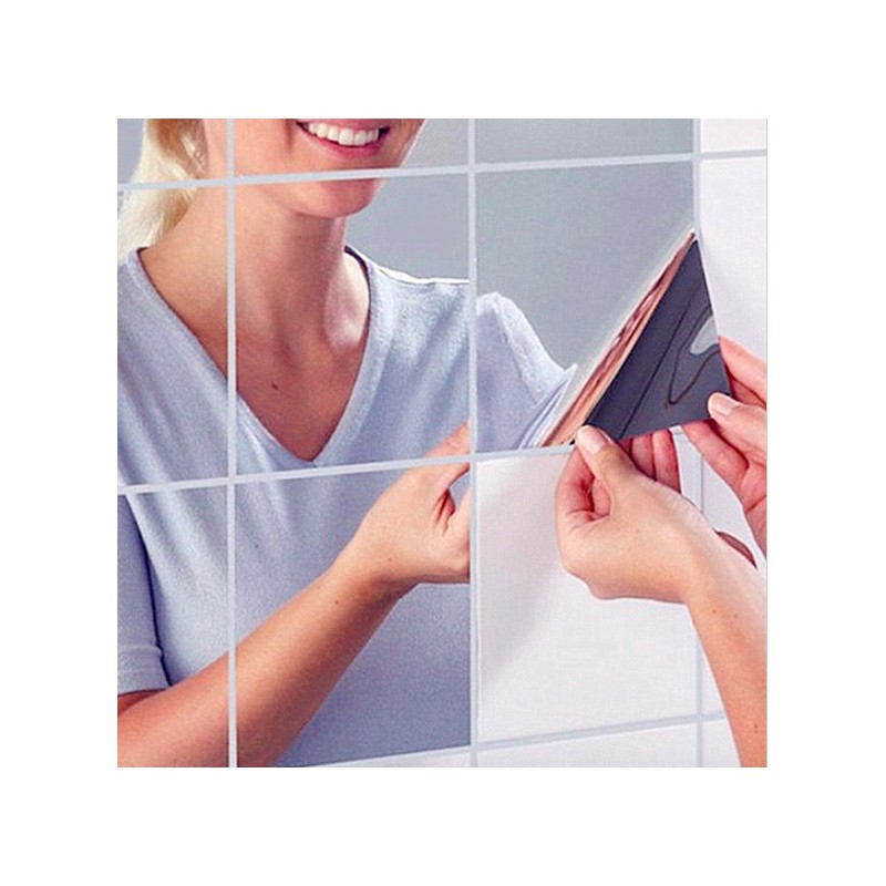 Baño & AseoAzulejo de espejo cuadrado - Adhesivo de pared - 15 * 15 cm