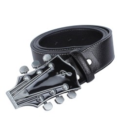 Leather belt with metal guitar shaped buckleBelts