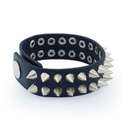 Punk style leather bracelet - spikes / rivets - unisexBracelets