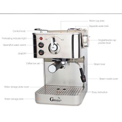 CocinaGustino 19 Bar - cafetera semiautomática - espumador de leche - acero inoxidable