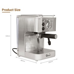 CocinaGustino 19 Bar - cafetera semiautomática - espumador de leche - acero inoxidable