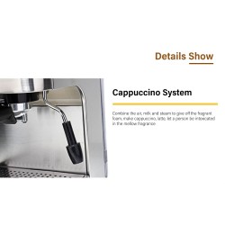 CocinaGustino 19 Bar - cafetera semiautomática - espumador de leche - acero inoxidable