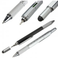 Bolígrafos & lápices?Bolígrafo multifunción 7 en 1 - regla - destornillador - nivel de burbuja - stylus de pantalla táctil