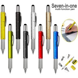 Bolígrafos & lápices?Bolígrafo multifunción 7 en 1 - regla - destornillador - nivel de burbuja - stylus de pantalla táctil