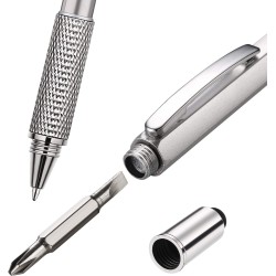 Bolígrafos & lápices?Bolígrafo multifunción 7 en 1 - regla - destornillador - nivel de burbuja - stylus de pantalla táctil