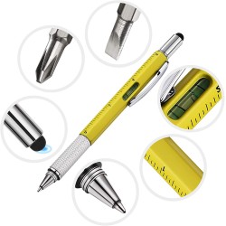 Bolígrafos & lápices?Bolígrafo multifunción 7 en 1 - regla - destornillador - nivel de burbuja - stylus de pantalla táctil