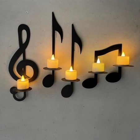 Velas y CandelabroPortavelas de pared - notas musicales negras