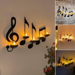 Velas y CandelabroPortavelas de pared - notas musicales negras